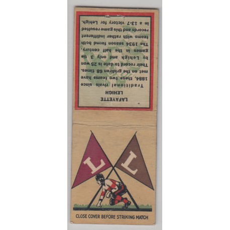 1935 Diamond Matchbook College Rivals - Lafayette vs. Lehigh - Tan