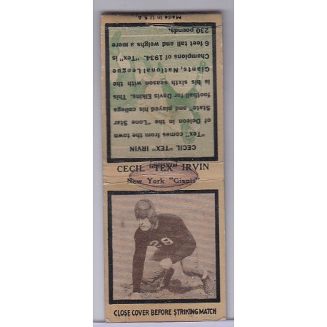 1935 Diamond Matchbook - Cecil "Tex" Irvin