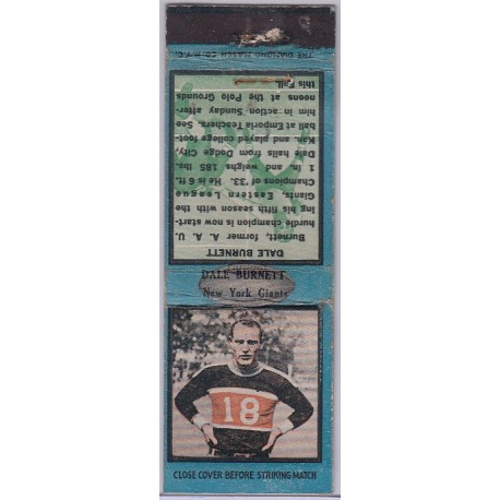 1934 Diamond Matchbook - Dale Burnett