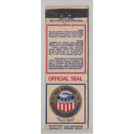 1933 Diamond matchbook - All American Football Seal